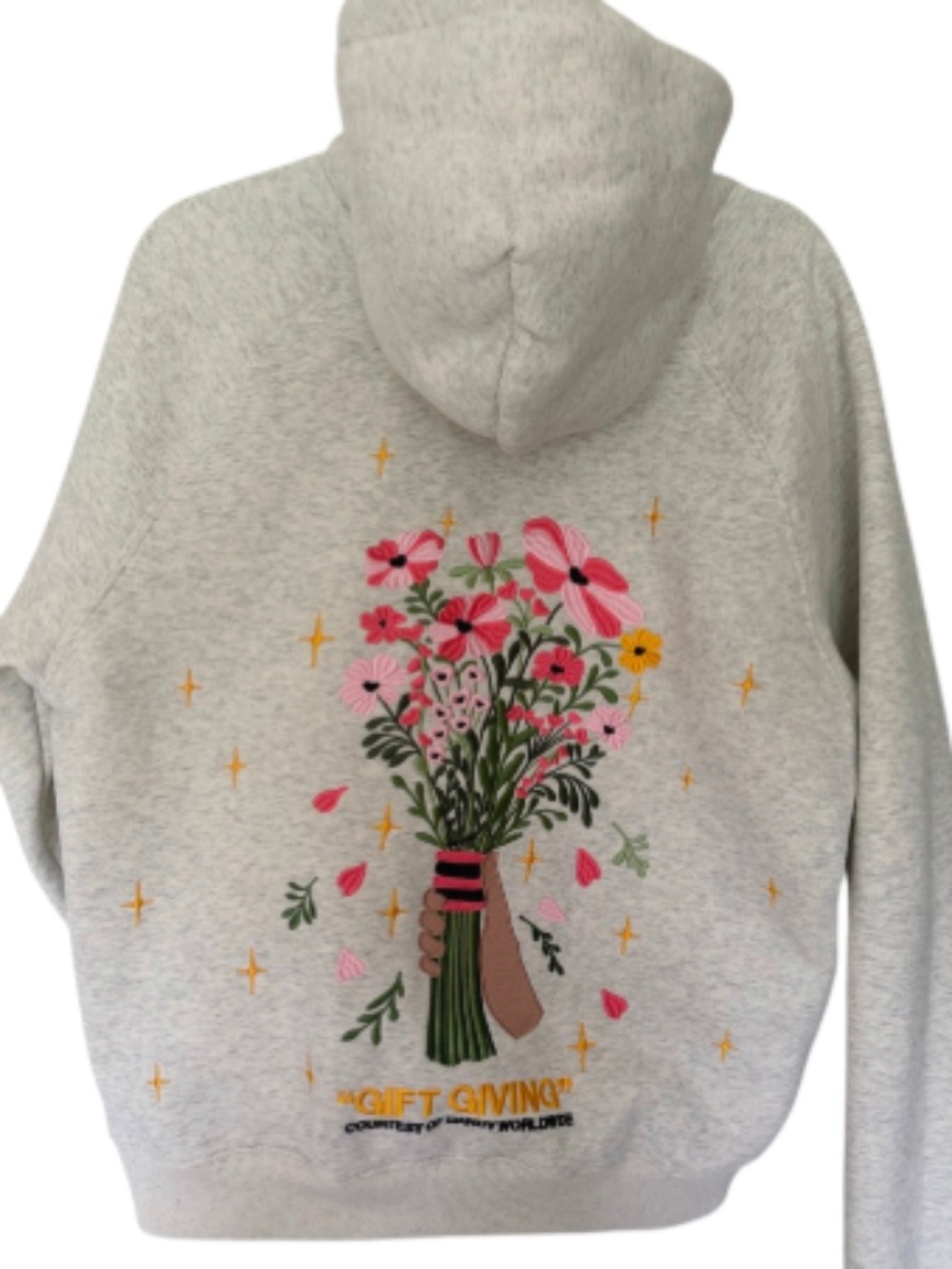 DANDY- Gray Floral Embroidered Hoodie - 'Gift Giving'